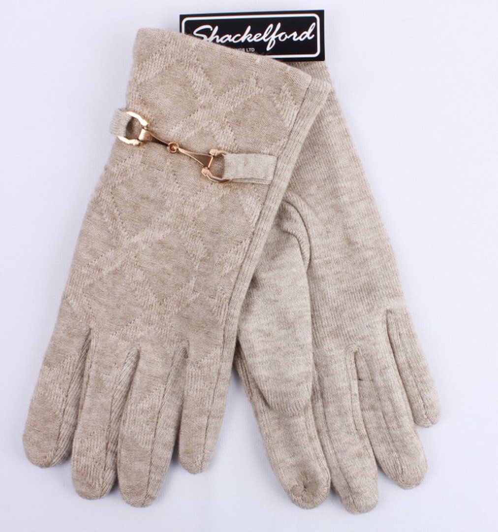 Shackelford plain crisscross  glove with metal trim beige STYLE:S/LK5070BGE image 0
